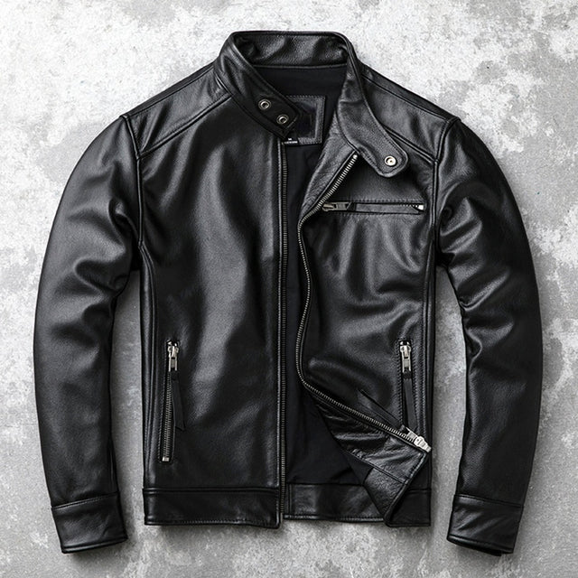 Vintage Brown Classic Biker Leather Jacket for Men